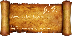 Jávorszky Ipoly névjegykártya